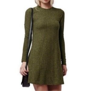 TOPSHOP Ribbed Long Sleeve Tunic Dress